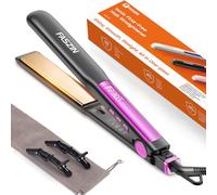 Faszin Planchas del Pelo 2 en 1, Calienta en 20s Plancha Pelo, de Titanio con Iones Plancha de Pelo, Pantalla LCD Clara, Ideal para Alisar, Rizar y crear Ondas (Gris)