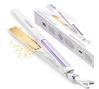 Faszin Planchas del Pelo 2 en 1, Calienta en 20s Plancha Pelo, de Titanio con Iones Plancha de Pelo, Pantalla LCD Clara, Ideal para Alisar, Rizar y crear Ondas (Blanco)1
