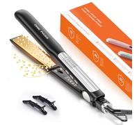 Faszin Planchas del Pelo 2 en 1, Calienta en 20s Plancha Pelo, de Titanio con Iones Plancha de Pelo, Pantalla LCD Clara, Ideal para Alisar, Rizar y crear Ondas -Negro