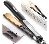 Faszin Planchas del Pelo 2 en 1, Calienta en 20s Plancha Pelo, de Titanio con Iones Plancha de Pelo, Pantalla LCD Clara, Ideal para Alisar, Rizar y crear Ondas (Negro)