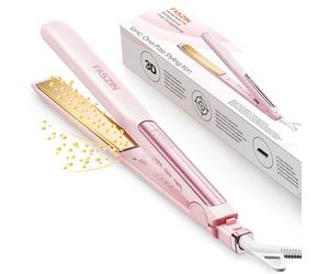 Faszin Planchas del Pelo 2 en 1, Calienta en 20s Plancha Pelo, de Titanio con Iones Plancha de Pelo, Pantalla LCD Clara, Ideal para Alisar, Rizar y crear Ondas (Rosa)
