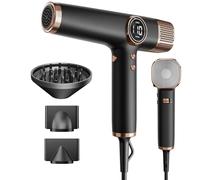 Faszin Secador de Pelo Profesional y Ligero con Motor de 110,000 RPM, Secado Rápido, 200 Millones de Iones, Bajo Ruido, Pantalla LED y 3 Boquillas Magnéticas, Ideal para el Hogar y el Salón