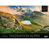 Faszination Alpen 2027: Großer Foto-Wandkalender mit Bildern von Gipfeln der Alpen. Edler schwarzer Hintergrund. PhotoArt Panorama Querformat: 58x39 cm.