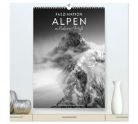 Faszination Alpen in Schwarz-Weiß (hochwertiger Premium Wandkalender 2027 DIN A2 hoch), Kunstdruck in Hochglanz: Die erhabene Magie der Alpen zeitloser Fotografie