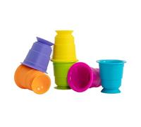 Fat Brain Toys Vasos apilables Suction Kupz - 6 piezas con ventosa para bebés desde 6 meses