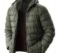 Fat Brother Plus Size Abrigo Acolchado para Hombre con Capucha, Color Sólido, Resistente al Viento, y para Exteriores