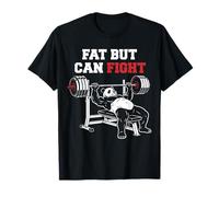 Fat But Can Fight Gym Workout Cardio Panda Bodybuilding Hombres Camiseta