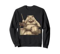 Fat Cats Tocando la batería Moody Musical Cat Funny Músico Hombres Sudadera