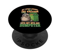 Fat Raccoon Spirit Animal Getting Into Dumpster PopSockets PopGrip Adhesivo