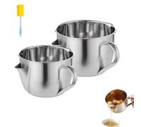 Fat Separator with Dual Spout Design, Stainless Steel Fat Separator Jug, Gravy Separators for Broth, Soup, Stew, Hot Pot, Cool Touch Handle (M#+L#)