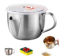 Fat Separator with Dual Spout Design, Stainless Steel Gravy and Sauce Strainer for Broth, Gravy and Sauce Strainer, Gravy Separator, Skimming Grease From Roasts Sauces Stock (With lid)