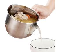 Fat Separator with Dual Spout Design, Stainless Steel Gravy Fat Separator, Suitable microwave heating, oil and liquid separate, for Broth, Soup, and Stew (1500ml)