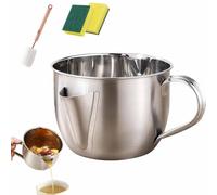 Fat Separator with Dual Spout Design,Stainless Steel Gravy Fat Separator with Lid,Meat Strainer for Grease with Handle,Remove Excess Oil from Soup Or Food,for Cooking Turkey Meat Beef Chicken (No lid)