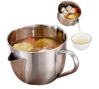 Fat Separator with Dual Spout Design with Cool Touch Handle, 6-Cup Stainless Steel Gravy Fat Separator for Broth, Soup, Stew, Hot Pot, Cool Touch Handle (#S)