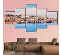 FatAco 5 X El horizonte de Portugal sobre el río Tajo Lienzo Cuadros Pinturas Murales Decoraciones De Arte (Sin marco)