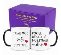 Fatbaby Regalos de boda para parejas, de compromiso para parejas, juego de tazas de café ‘Tomemos café juntos por el resto de nuestras vidas’ de 11 oz