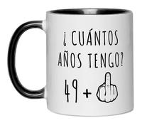 Fatbaby Regalos divertidos de cumpleaños 50 para mujeres y hombres, taza de café con dedo medio por cumpleaños de 1975, regalos para cumplir cincuenta años, taza de té de 11 oz