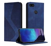 Fatcatparadise Funda para Motorola Moto E6 Play, Cuero Premium Fundas con Tapa Libro Móvil Flip Case Protección Ranura Tarjeta Soporte Billetera Magnético Carcasa para Motorola Moto E6 Play (Azul)