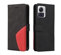 Fatcatparadise Funda para Motorola Moto Edge 30 Ultra 5G/X30 Pro 5G,Flip Folio Libro de Cuero Carcasa de TPU,con Cierre Magnético，Ranura para Tarjeta，Tarjetero y Suporte，Capa Plegable Cartera (Negro)
