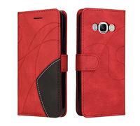 Fatcatparadise Funda para Samsung Galaxy J5 2016 / J510, Flip Folio Libro de Cuero Carcasa de TPU con Magnético, Ranura para Tarjeta, Tarjetero y Suporte, Capa Plegable Cartera, Tipo Étui Piel (Rojo)
