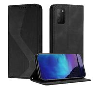 Fatcatparadise Funda para Xiaomi Poco M3/Redmi 9T/Redmi 9 Power, Funda de Telefono Xiaomi Poco M3/Redmi 9T/9 Power, Cuero Fundas con Tapa Libro Móvil Flip Case Protección Magnético Carcasa (Negro)