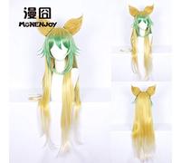 Fate Apocrypha Atalanta 100cm Verde Amarillo con Oreja Larga Recta Resistente Al Calor Pelo Sintético Headwear Cosplay + Peluca Gratis
