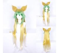 Fate Apocrypha Atalanta Cosplay Peluca para Mujer 100cm Largo Recto Peluca de Pelo Sintético Resistente al Calor Verde Amarillo Fiesta de Disfraces