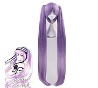FATE FGO Euryale Stheno peluca larga recta gruesa púrpura con dos clips en coletas Anime Party Costume Cosplay pelucas para mujeres KUMZ0348
