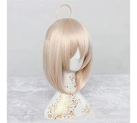 Fate/Grand Order (Okita Souji) Anime Cosplay Rose Net Wigs 100% Alta temperatura Resistente Fibra Luz Oro Corta Corta Corta Corta 12inches chenghuax