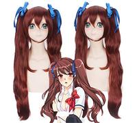 Fate/stay Night Tohsaka Rin Another Akazawa Izumi Cosplay Wig Long Curly Brown Wigs with Two Claw Clip Ponytail Synthetic Hair