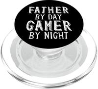 Father by Day Gamer by Night Geek Nerd Gaming Dad Gamers PopSockets PopGrip para MagSafe