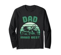 Father Dad Mows Best Dad Vintage Lawn Mowing Manga Larga