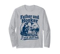 Father Hooker Fishing Dad Funny Angler Fathers Day Papa Manga Larga