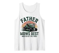 Father Mows Best Lawn Mower Funny Dad, Yard Work Lover Camiseta sin Mangas