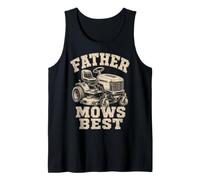 Father Mows Best Riding Lawn Mower Dad Yard Care Tractor Camiseta sin Mangas