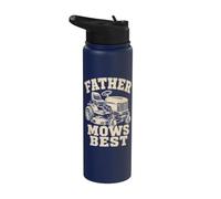 Father Mows Best Riding Lawn Mower Dad Yard Care Tractor Stainless Steel Insulated Water Bottle