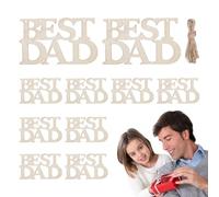 Fathers Day Crafts - Wooden Material 12cm Size, Wooden Dad Signs, Paintable | Hanging Set, Unfinished Wood, DIY Dad Decor For Birthday Party, Home Decoration, Man Cave