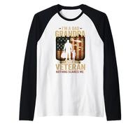 Father's Day I'm a Dad Grandpa and a Veteran Camiseta Manga Raglan