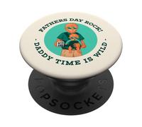 Fathers Day Rock - Daddy Time Is Wild (gráfico de Lobos) PopSockets PopGrip Adhesivo