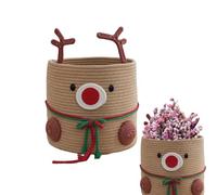 fatiaou Cesto de Almacenamiento de Cuerda | Cesta Navideña con Reno para Juguetes,Cesto De Algodón 30 X 27 Cm | Para Entrada Cocina Sala de Juegos Armario y Guardería