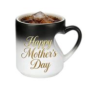 fatiaou Taza de café de cerámica con asa sensible al calor que cambia de color con asa, taza de café de cerámica en forma de corazón, para el día de la madre, chocolate, té, leche, , hogar