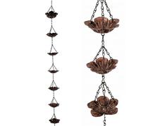 Faticenic Cadenas de Lluvia para canalones, Cadena de Lluvia de Metal en Forma de Flor de Cerezo de 300 cm con Campanas, bajante Decorativo para jardín al Aire Libre