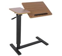 FATIVO Mesa Auxiliar Cama con Ruedas: Mesa Lateral Móvil Madera y Metal de Altura Ajustable con Tablero Inclinable para Salón Sofá Mesa de Comer Médica para Hospital 75,5 x 40 cm(Tablero Inclinable)