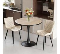 FATIVO Mesa Comedor Redonda de Mármol: Mesa de Cocina Pequeña Φ76xH78cm para 3-4 Personas, Mesas Comedor Modernas de Piedra Sinterizada, Resistente a Manchas, Arañazos y Altas Temperaturas, Blanco