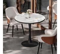 FATIVO Mesa Comedor Redonda de Mármol: Mesa de Cocina Pequeña Φ76xH78cm para 3-4 Personas, Mesas Comedor Modernas de Piedra Sinterizada, Resistente a Manchas, Arañazos y Altas Temperaturas
