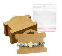 Fatiya 100 tarjetas de exhibición de pulseras con bolsas, tarjetas de joyería colgantes de 3.8 x 2.9 pulgadas para vender, soporte multiusos para pulseras y tarjetas, embalaje para collares y aretes