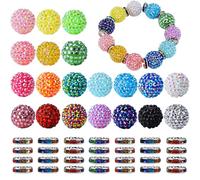 Fatiya 50 cuentas redondas de resina multicolor y diamantes de imitación (20 mm, 12 mm)