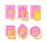 Fatiya 6 marcos de fotos de estilo barroco, modelos de silicona, forma de fondant de caramelo para decoración de manualidades, modelos de marco vintage para decoración de cupcakes de chocolate