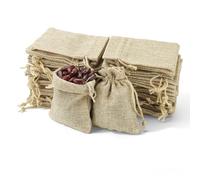 Fatiya 60 bolsas pequeñas de lino sintético con cordón de 3.1 x 3.9 pulgadas, bolsas de regalo de tela con cuerda, bolsas con cordón para joyas, cumpleaños, bodas, manualidades, envoltura de regalos