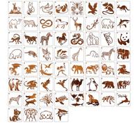 Fatiya 60 plantillas de animales para pintar, plantillas de bricolaje de 3 pulgadas para manualidades, juego de plantillas de pintura para madera, tela, pizarra, pared, decoración del hogar
